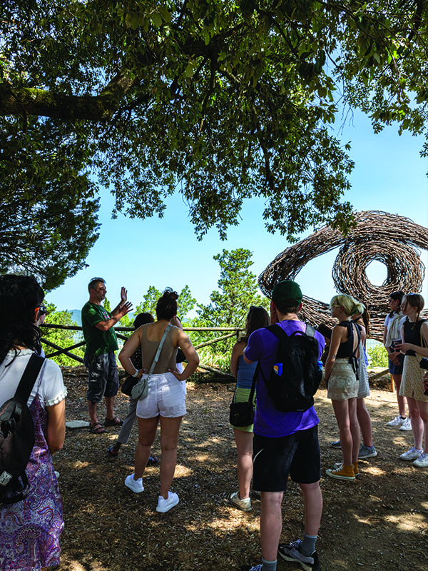Creative School students touring the Fortress of Girifalco, at a lookout point called Bastion of S. Margherita. 